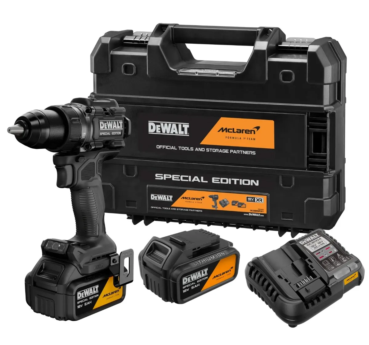 DeWalt x McLaren aku bušilica-odvijač DCD81MP2T 18 V — 90 Nm, 2 × 5,0 Ah, TSTAK
