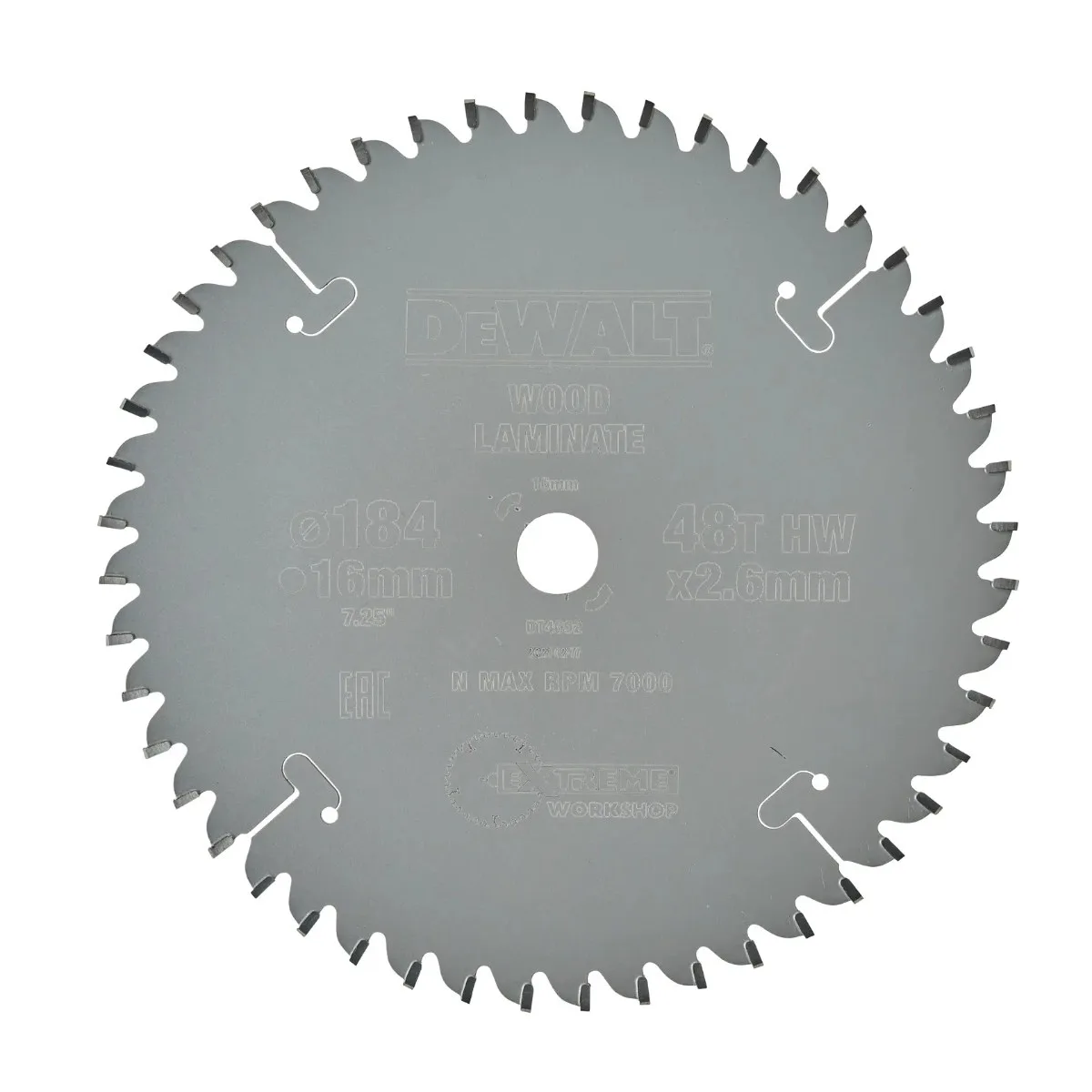 DeWalt list kružne pile DT4092 EXTREME — 184 × 16 mm, 48 zubi, za drvo, ploče i aluminij na ručnim kružnim pilama