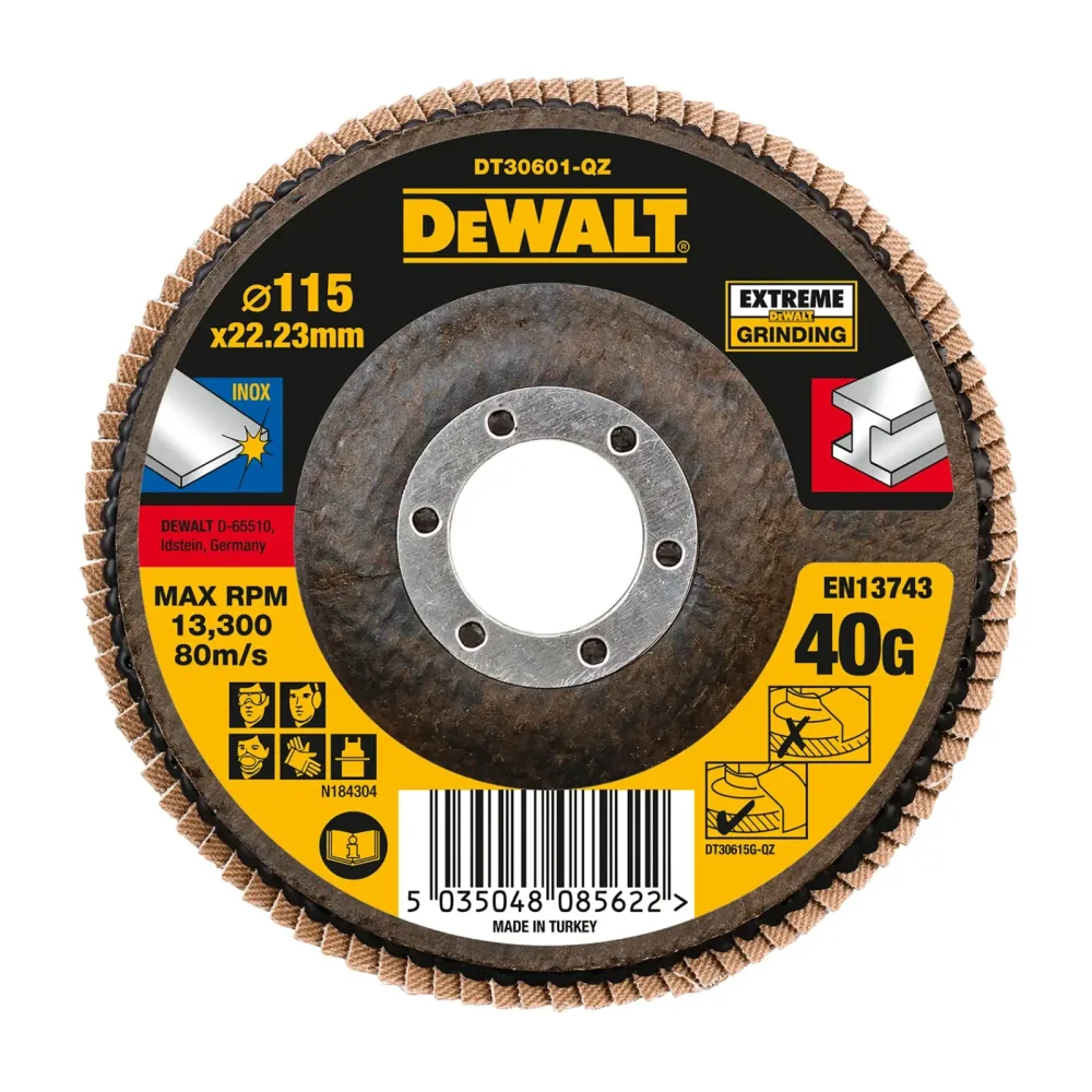 DeWalt lamelna brusna ploča DT30601 EXTREME — 115 mm, granulacija 40, ravna