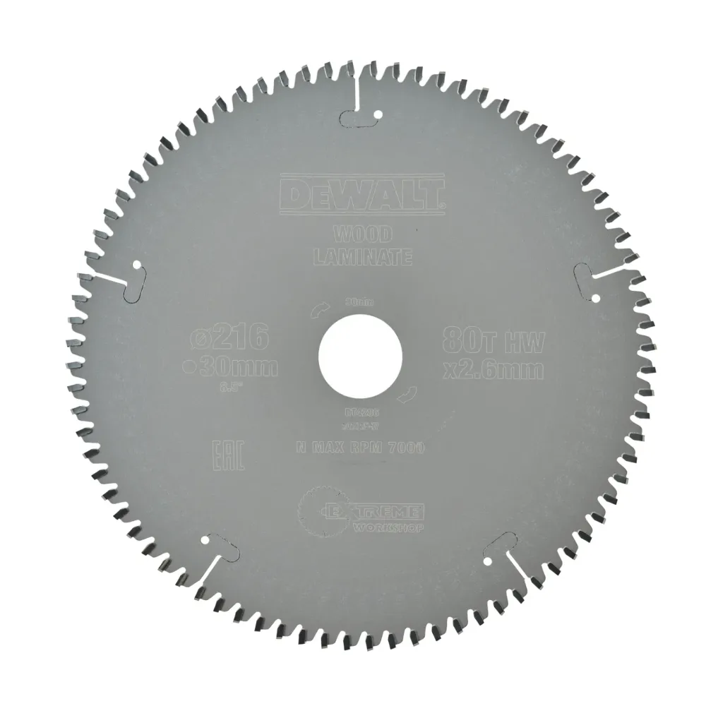 DeWalt list kružne pile DT4286 EXTREME — 216 × 30 mm, 80 zuba
