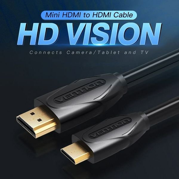 Kabel Mini HDMI muški na HDMI muški Vention 2 m VAA-D02-B200 crni