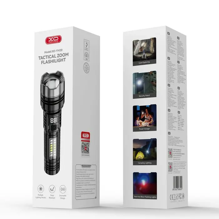 Ručna LED lampa punjiva tip C s crvenim i plavim stroboskopskim svjetlom XO YH20