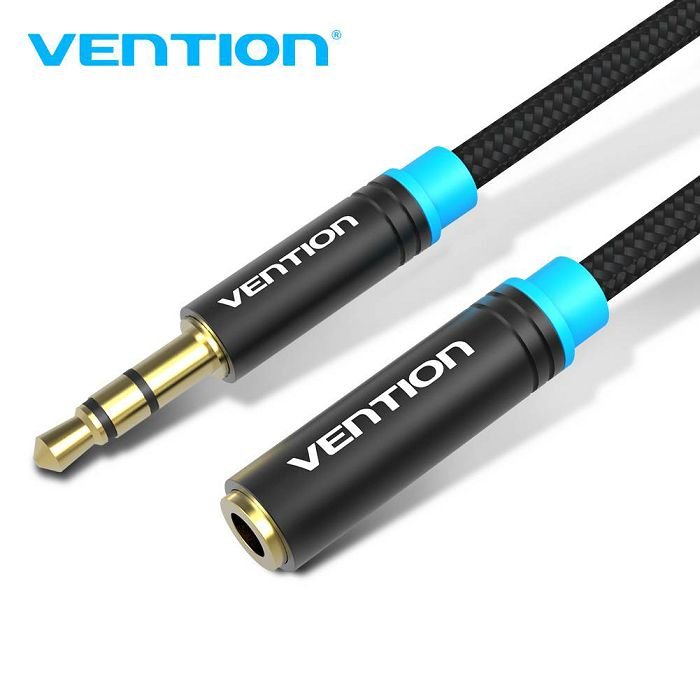 Audio kabel 3.5 mm muški na 3.5 mm ženski Vention pleteni VAB-B06-B100-M 1m crni