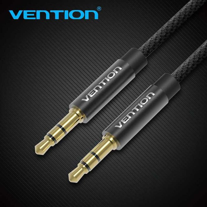 Audio kabel 3.5 mm muški na 3.5 mm muški Vention 2 m pleteni bagbh crni