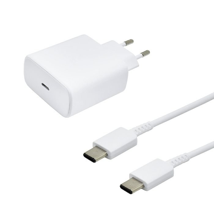 Kućni punjač original za Samsung TA845EWE tip C PD 45W + tip C na C bijeli bulk