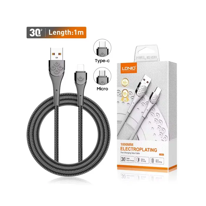 USB kabel LDNIO LS861 brzi 30W USB na tip C 1m sivi