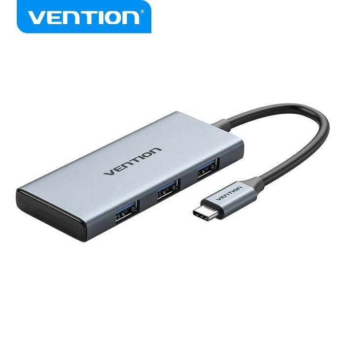 Hub tip C muški na 3* USB 3.0, HDMI, tf/SD Vention 0.15 m toohb sivi