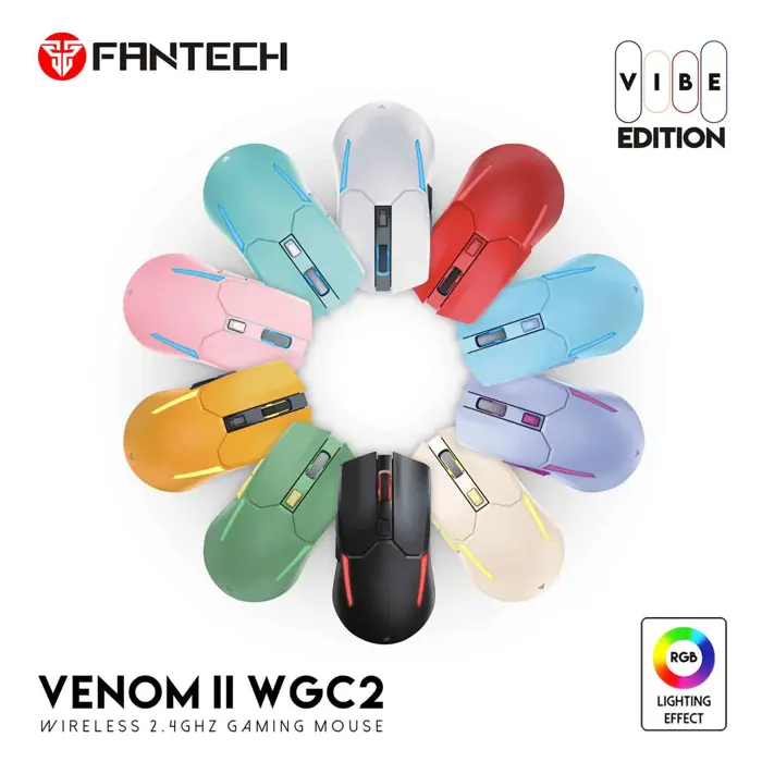 Miš gaming bežični Fantech 4000 DPI venom II WGC2-PE vibe ljubičasti