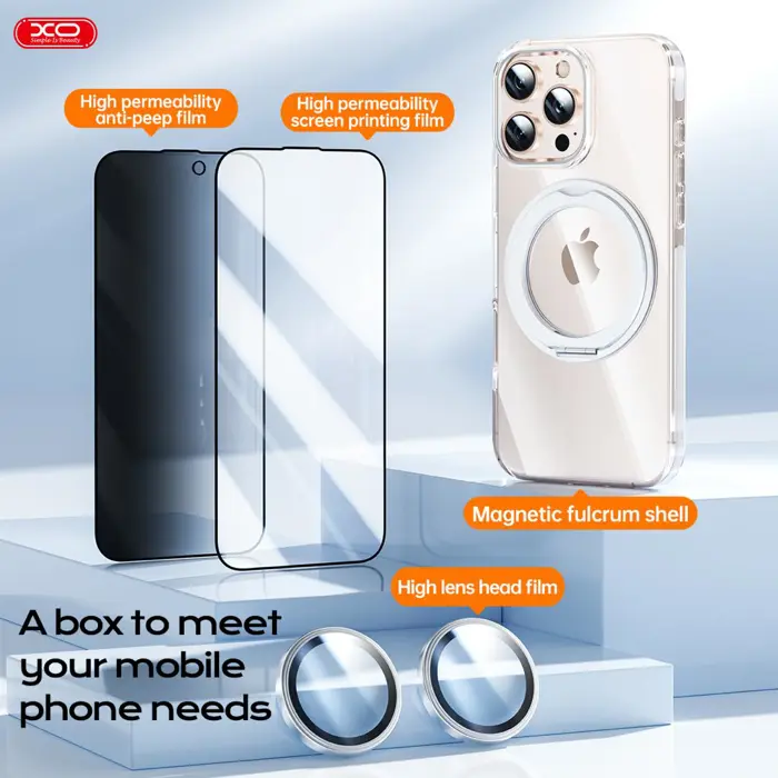 Zaštitni set XO 3 stakla + maskica + folija 5u1 za iPhone 16 Pro FL03
