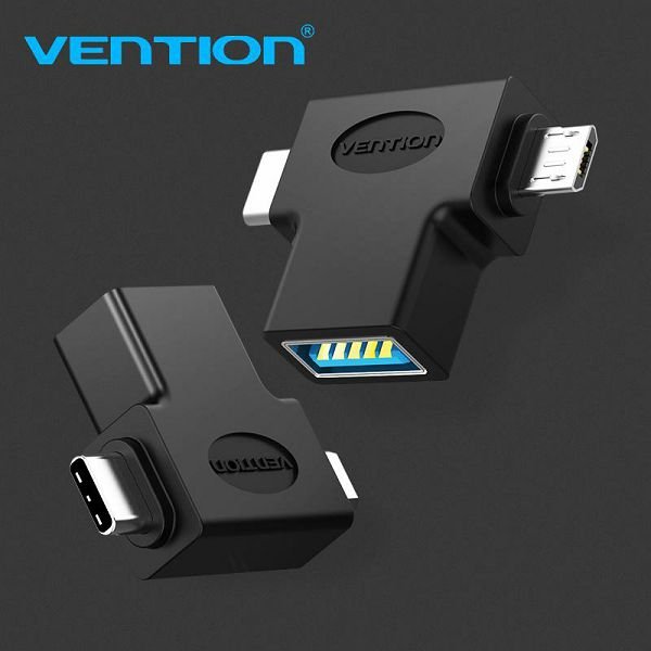 Adapter OTG mikro i tip C muški na USB 3.0 ženski Vention CDIB0 crni