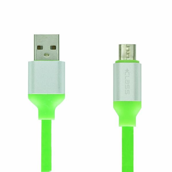 USB kabel +CLASS mikro silikonski, USB na mikro dužine 1.2 m zeleni