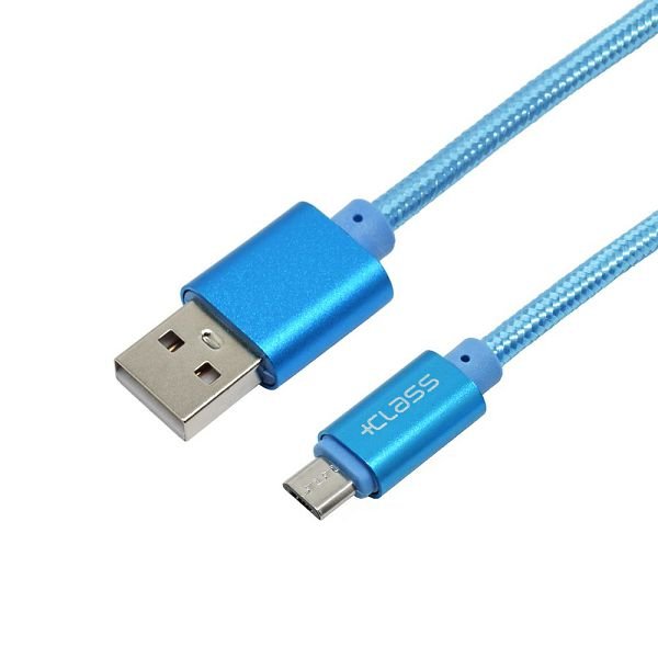 USB kabel +CLASS mikro, USB na mikro 1 m pleteni plavi