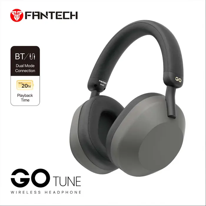 Bluetooth stereo slušalice Fantech BT5.3 3,5mm + tip C go tune WH06 tamno sive