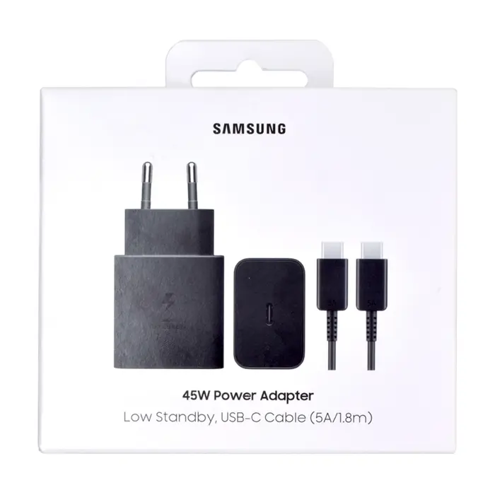 Kućni punjač original za Samsung T4511XBEG tip C PD 45W + tip C na C crni bliste