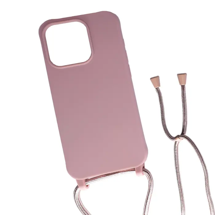 Maskica +CLASS silicone s uzicom za iPhone 14 Pro Max roza