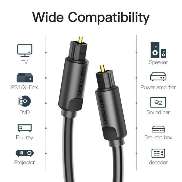 Audio kabel optički Vention baebg 1.5 m crni