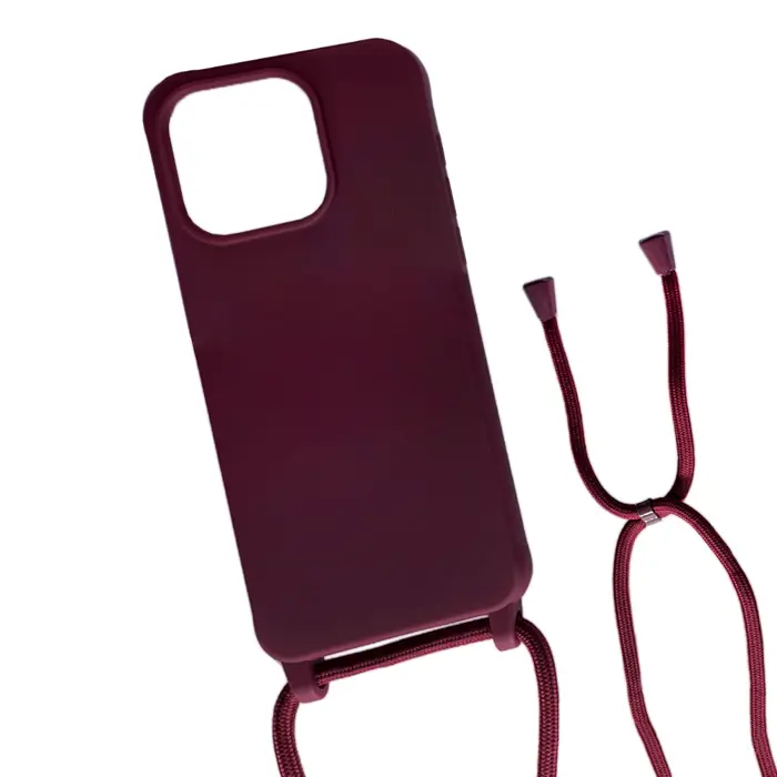 Maskica +CLASS silicone s uzicom za iPhone 14 Pro Max bordo